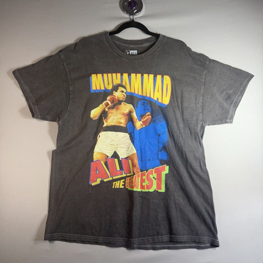 VTG Muhammad Ali The Greatest Graphic T-Shirt Mens LG Grey Cotton Boxing Tee